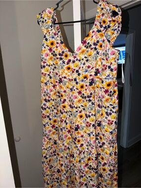 Floral Ruffle Strap Summer Dress - Yellow Multi